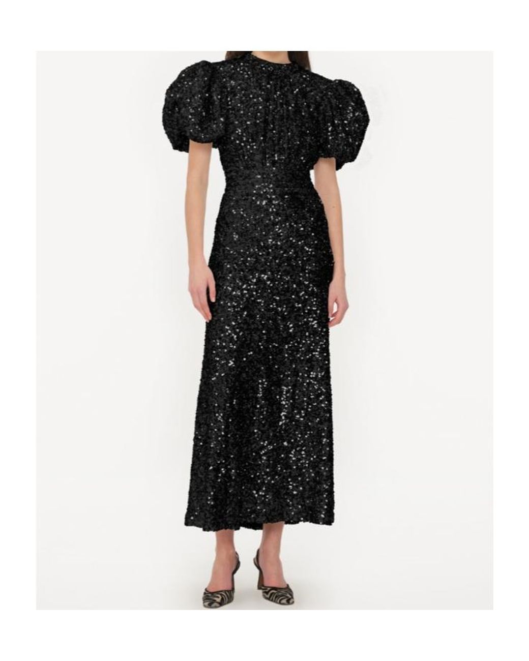 ROTATE BIRGER CHRISTENSEN Black Sequin Embellished Midi Dress