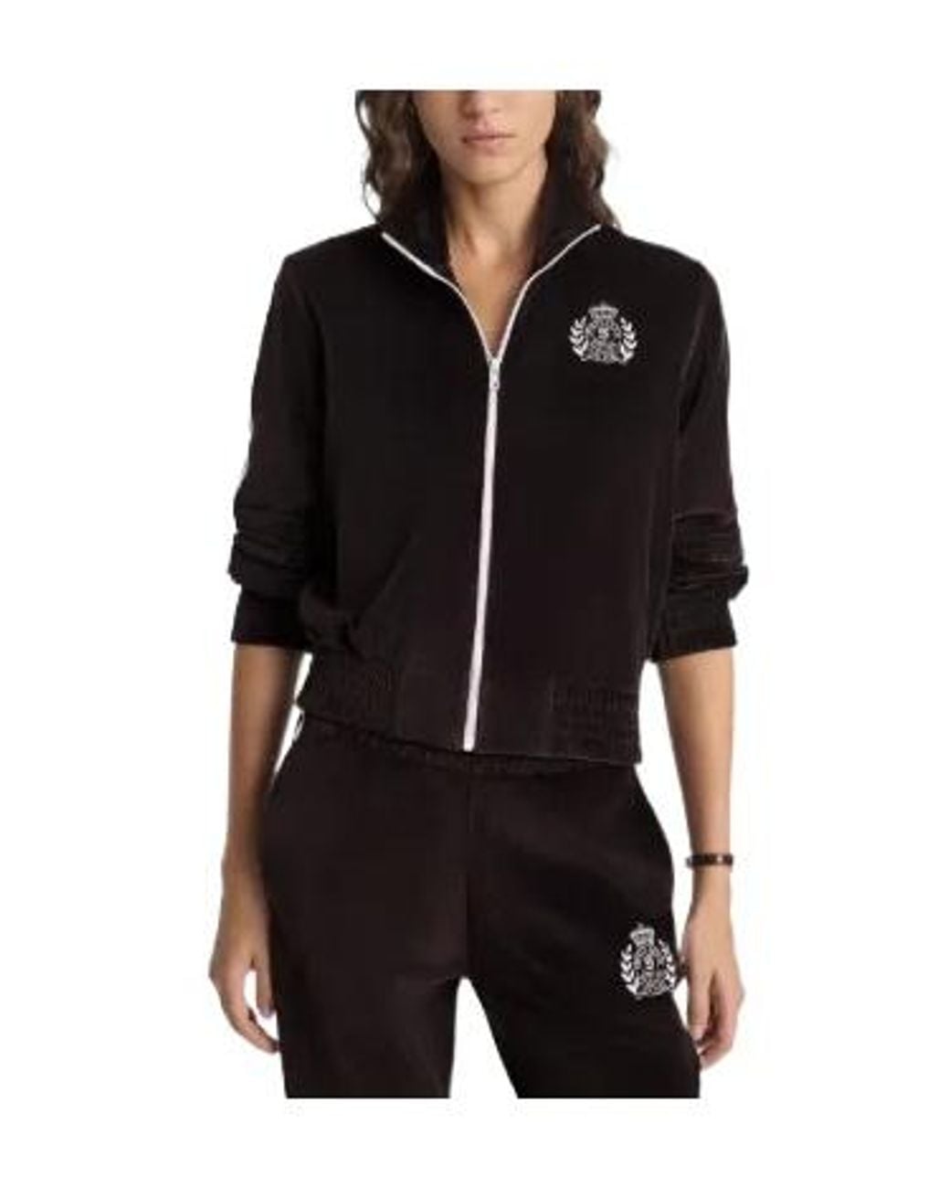 Sporty & Rich Black Striped Zip-Up Track Jacket