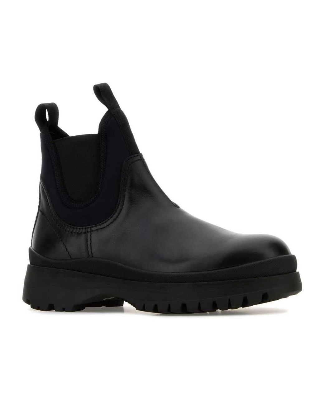 Prada Black Leather And Stretch Fabric Brixxen Boots for men