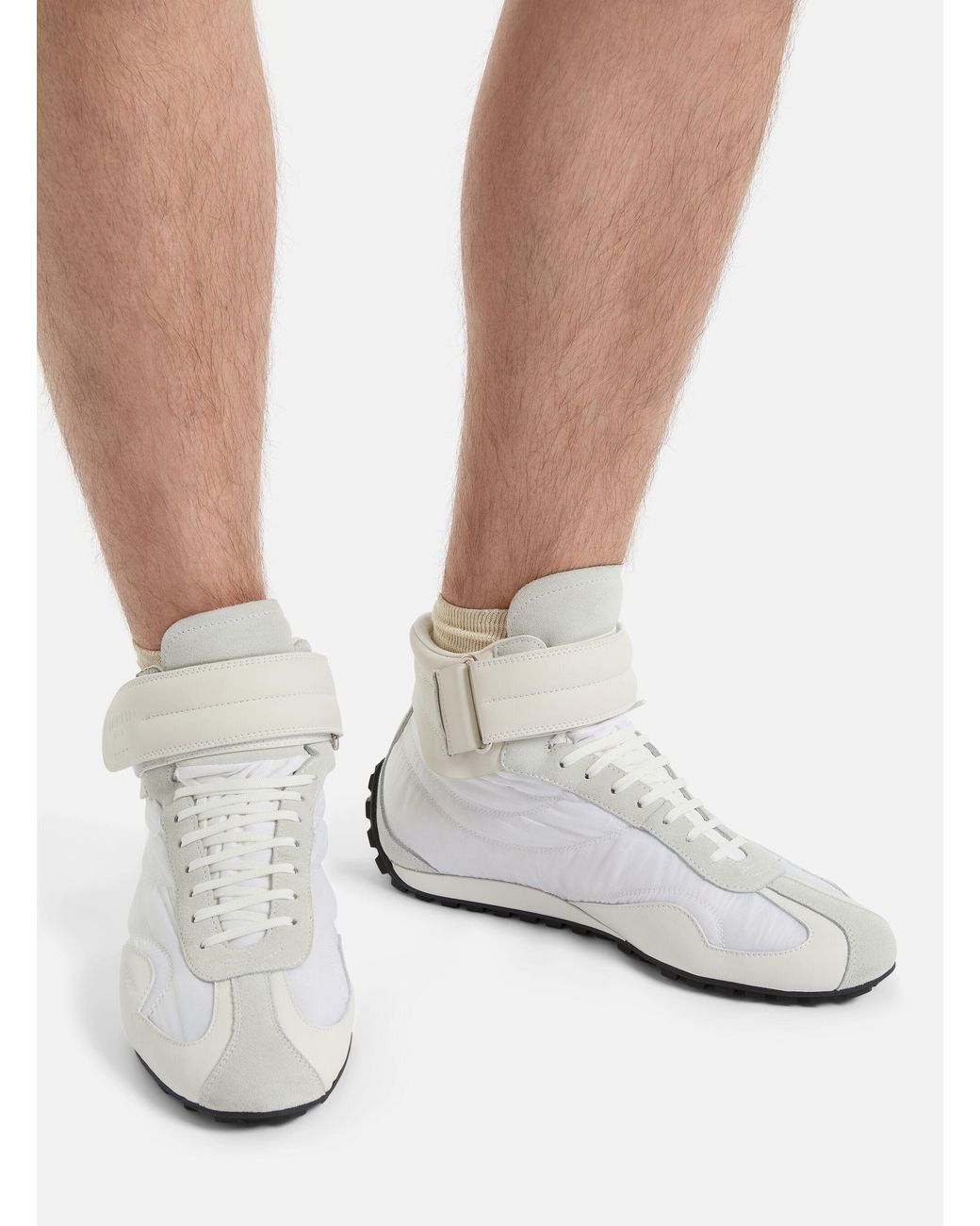 Balmain White Racing Mid-Top Trainers for men