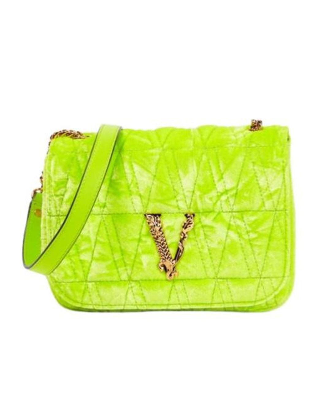 Versace Yellow Virtus Small Velvet Shoulder Bag