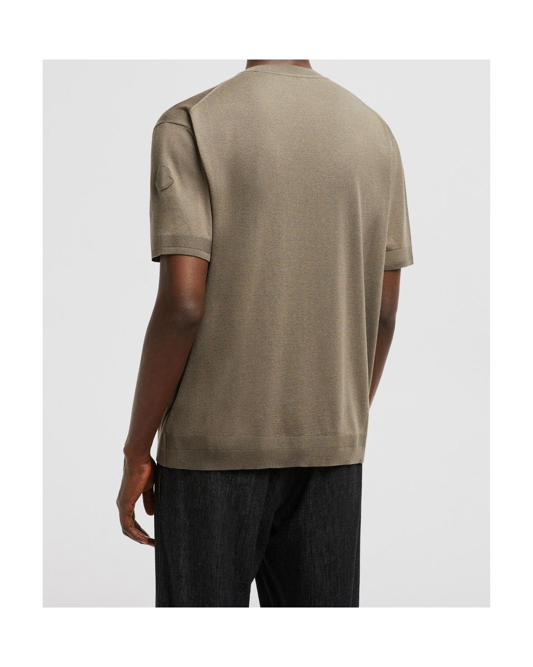 Moncler Green Silk Cotton Knit T-Shirt for men