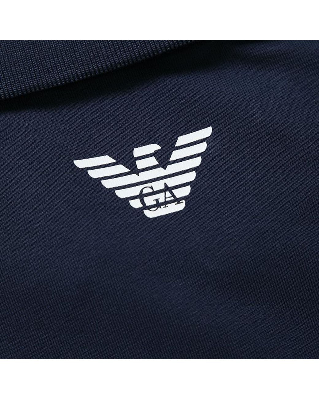 EA7 Blue Logo Lapel Polo Shirt for men