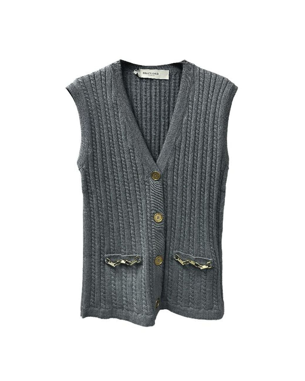 Golden Goose Deluxe Brand Gray V-Neck Knitted Vest