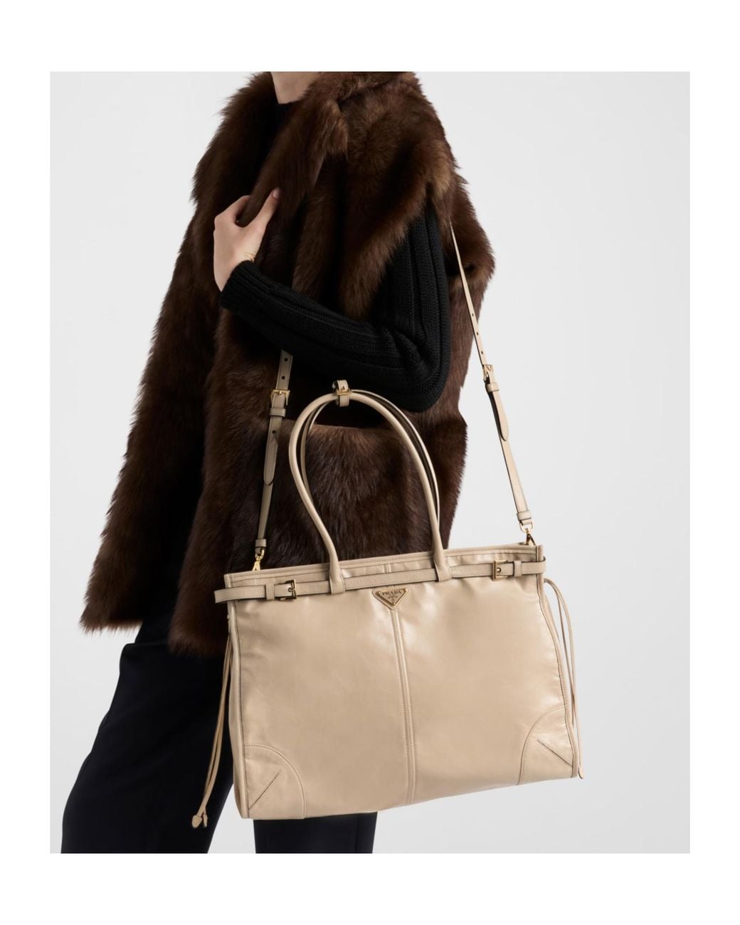 Prada Natural Bonnie Extra-Large Leather Handbag