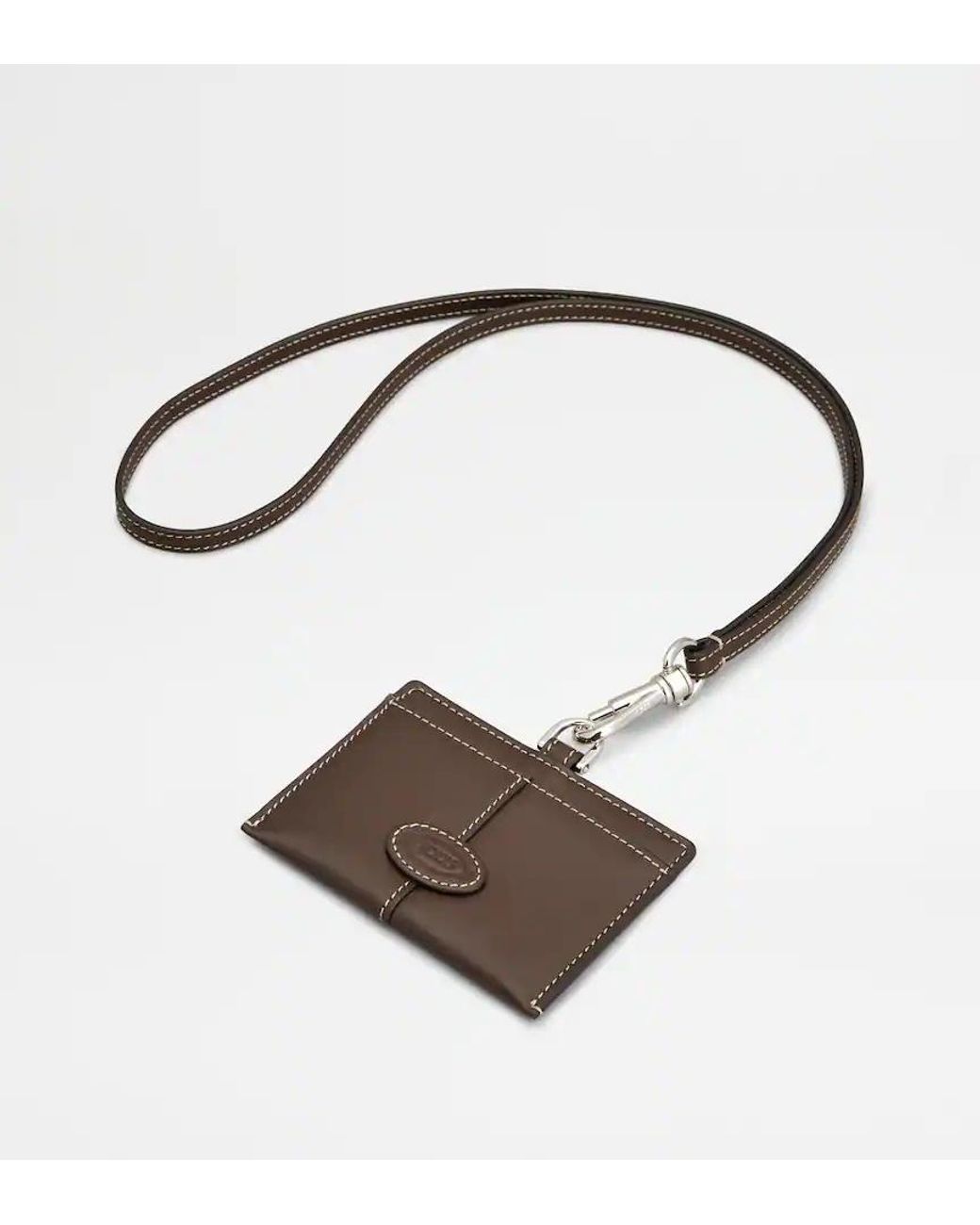 Tod's Brown Topstitch Badge Cardholder for men