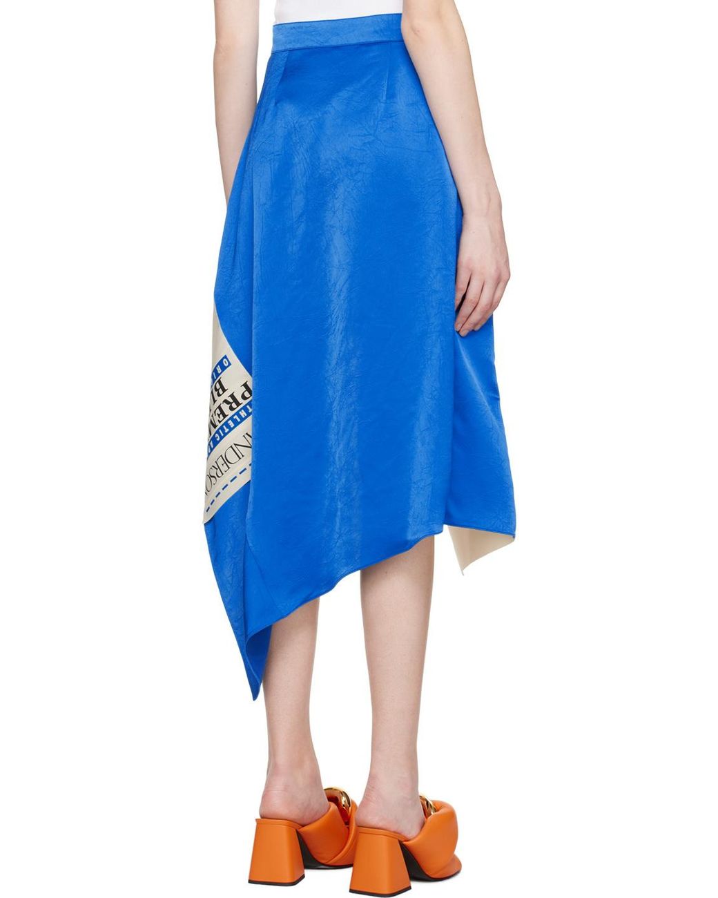 J.W. Anderson Blue Graphic-Print Asymmetric Skirt