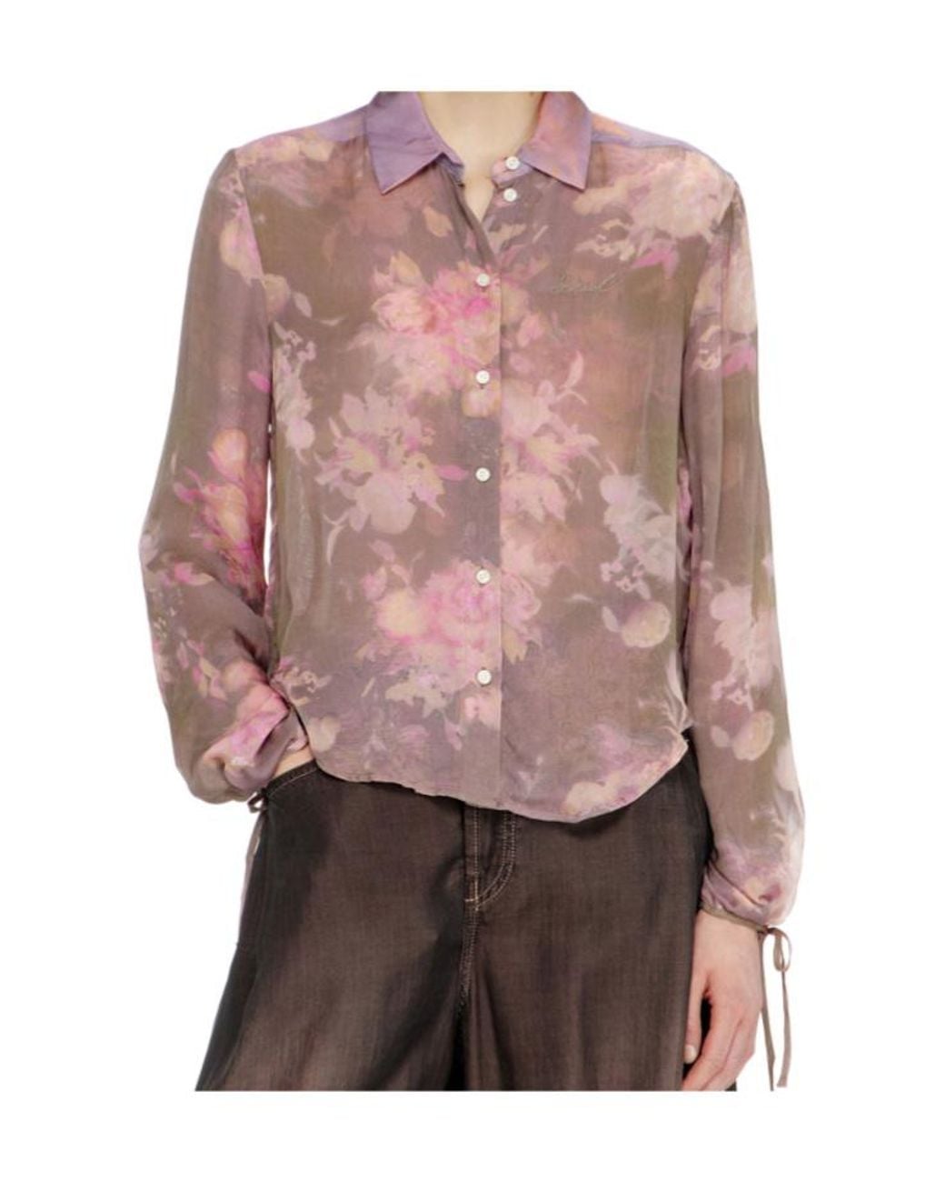 DIESEL Pink Clever Floral Sheer Shirt