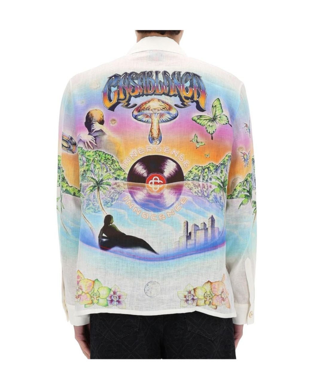 Casablanca White Long Sleeve Camp Collar Shirt for men