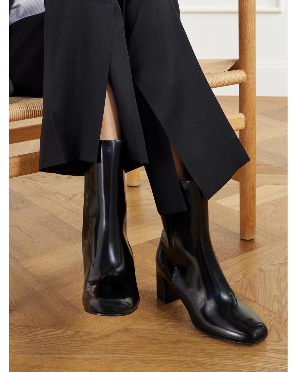 Jimmy Choo Black Patent-Leather Ankle Boots