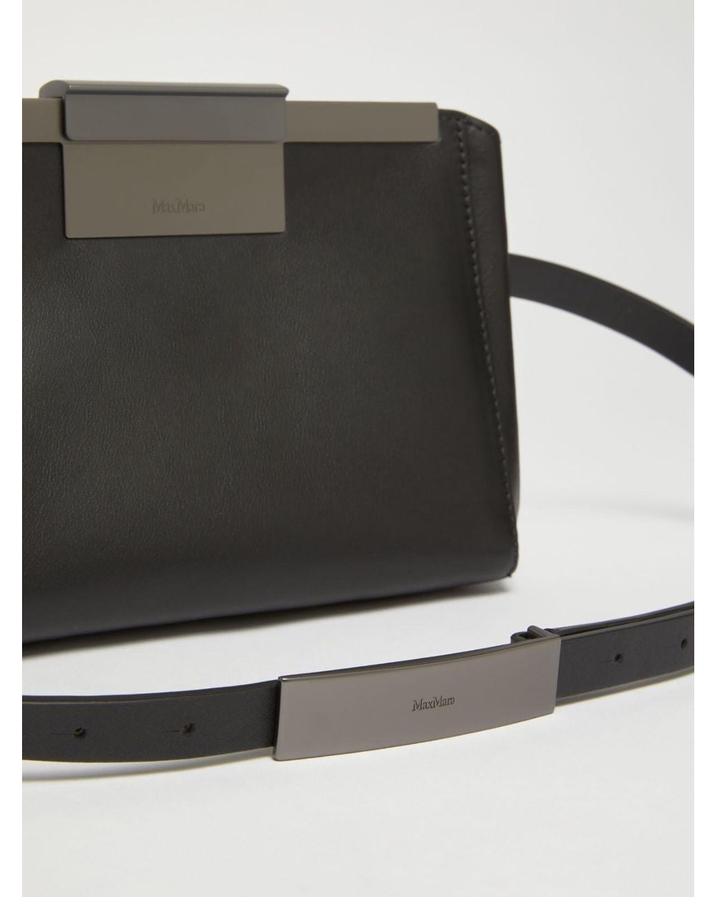 Max Mara Black Logo Engraved Clutch Bag