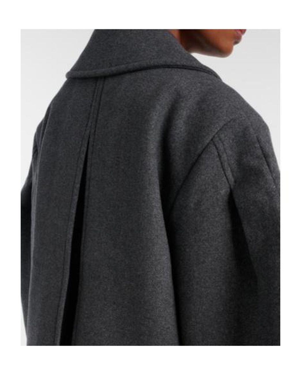 Ganni Gray Oversized Wool-Blend Peacoat