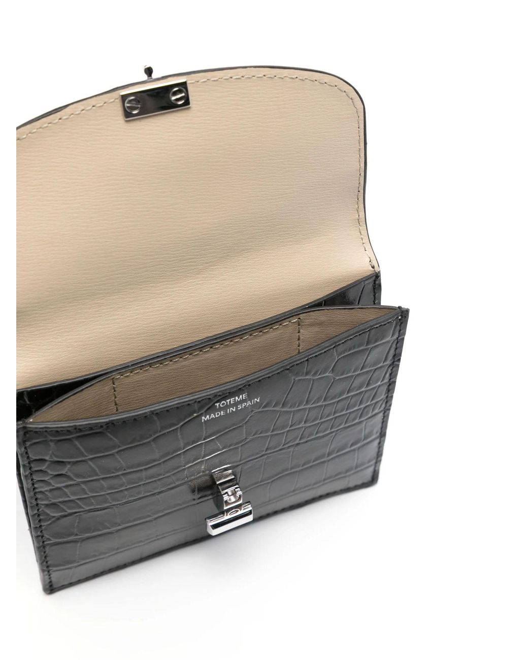 Totême  Black T-Lock Leather Card Holder