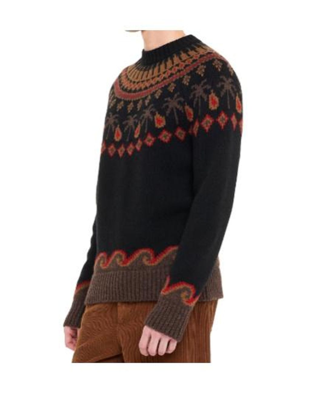 Alanui Black Sweet Winter Fair Isle Knitted Sweater for men