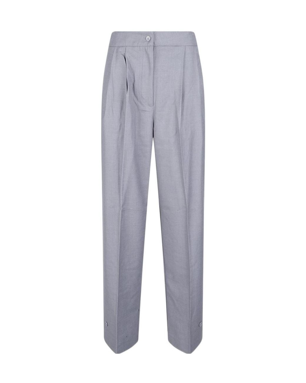 Frankie Shop Blue Pleated-Detail Casual Trousers