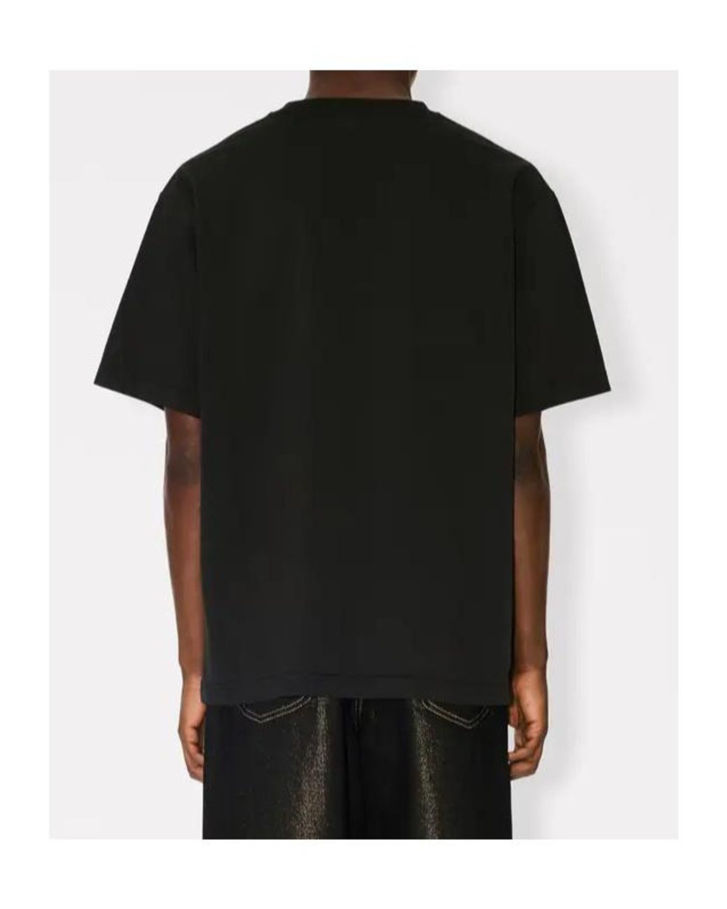 KENZO Black Oversized Cotton T-Shirt With Wild Tiger Embroidery for men