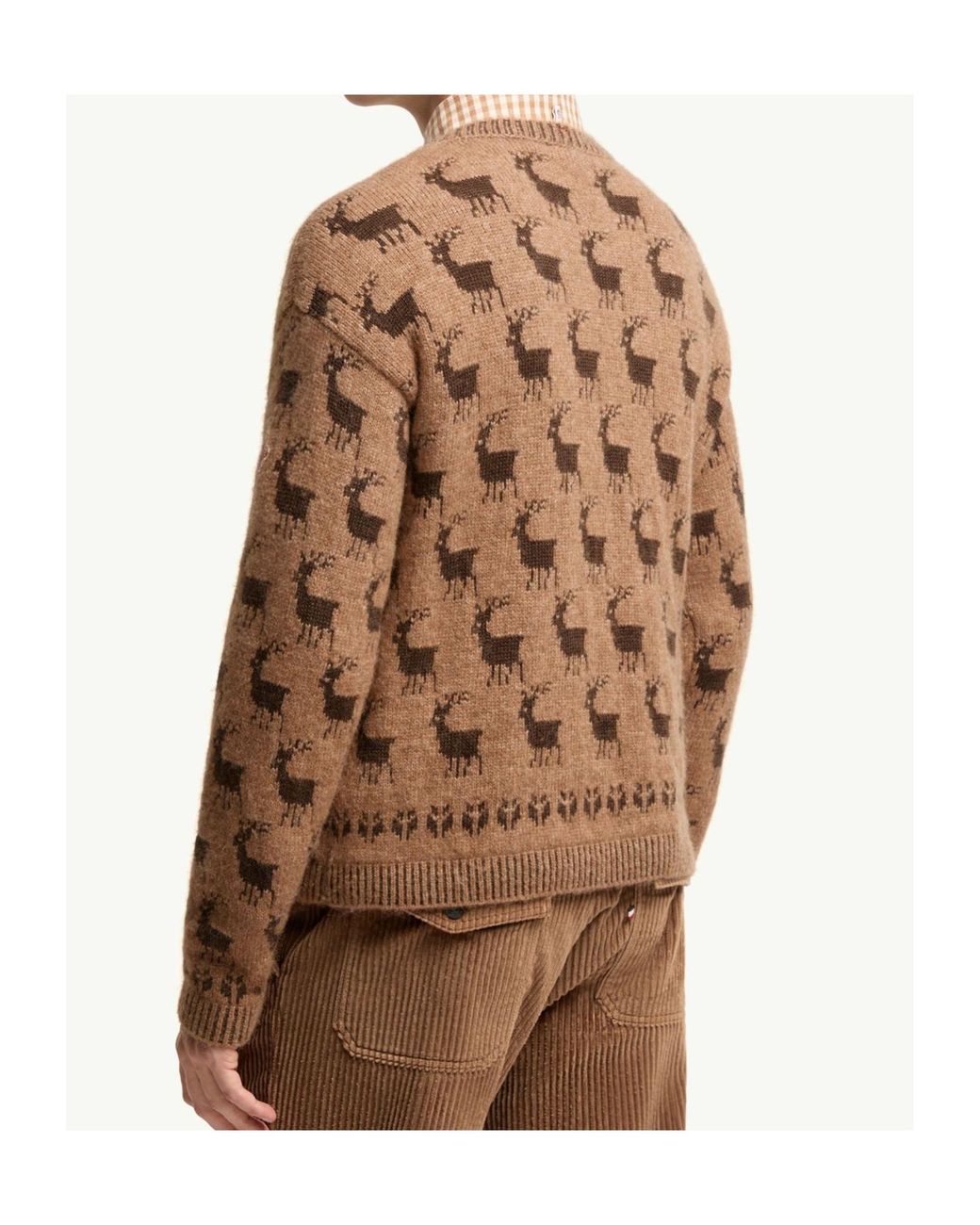 Moncler Brown Moose Jacquard Alpaca Wool Blend Jumper for men