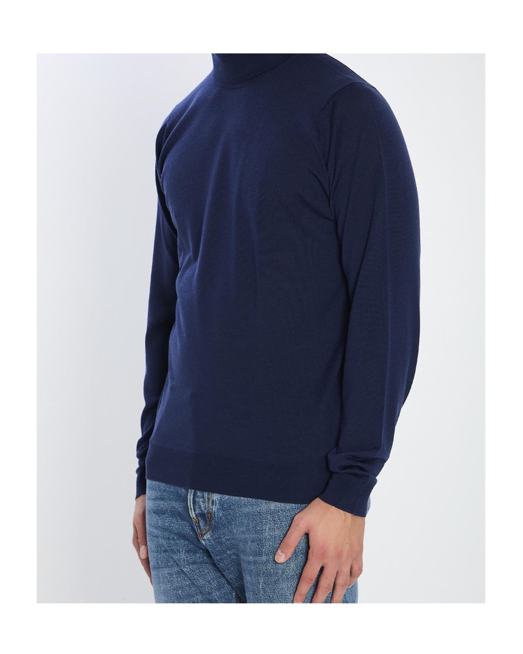 John Smedley Blue Cherwell Turtleneck Sweater for men
