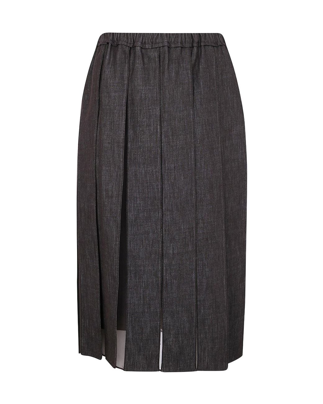 Brunello Cucinelli Gray Pleated Midi Skirt