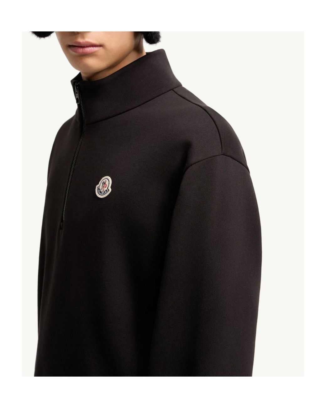 Moncler Black Logo Patch Zip-Up Sweatshirt for men