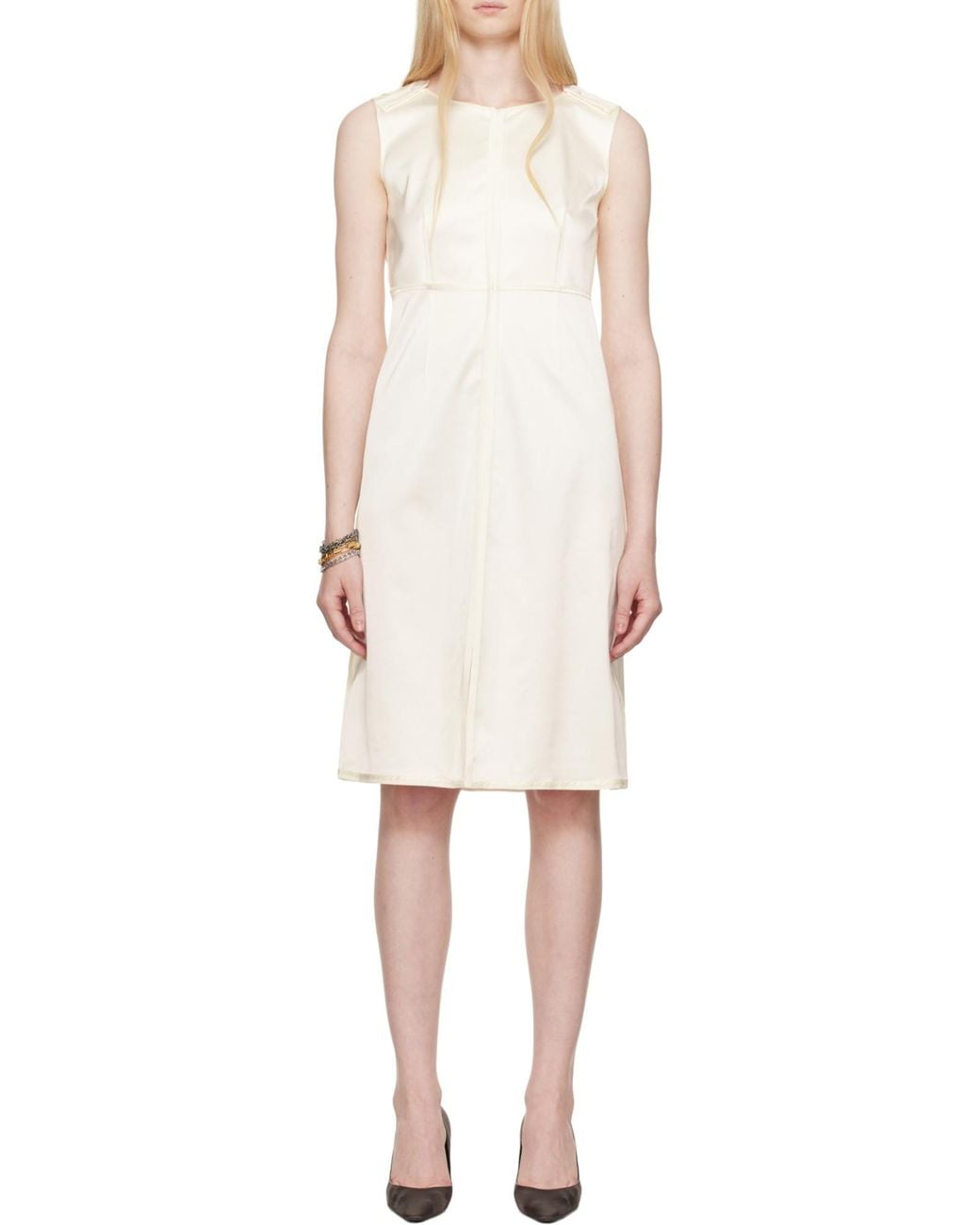 MM6 by Maison Margiela White Crewneck Sleeveless Midi Dress