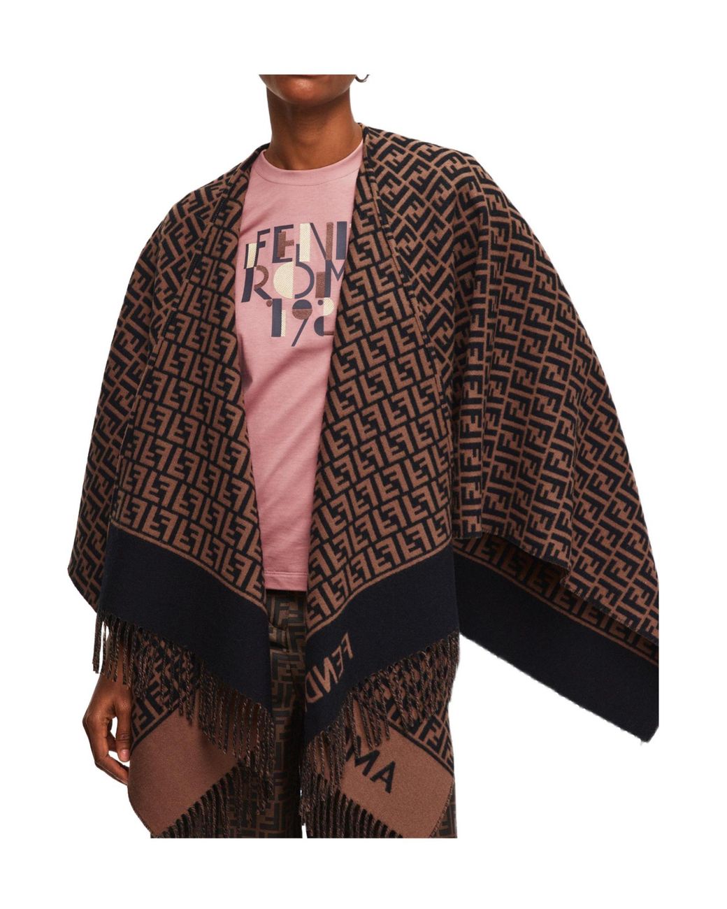 Fendi Brown Monogram Wool-Blend Pon