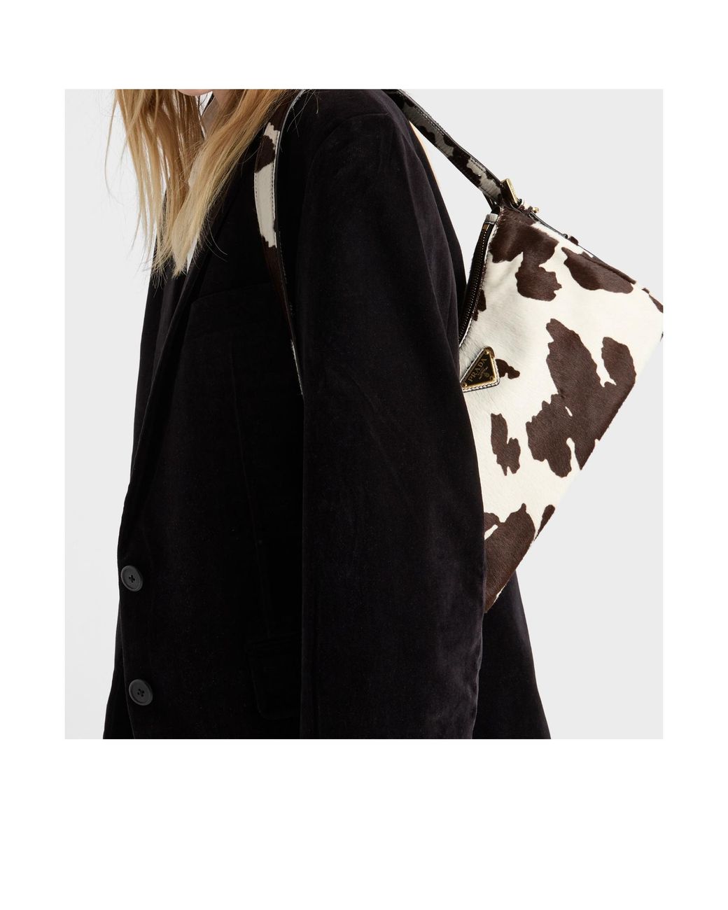 Prada Black Aimèe Medium Printed Leather Shoulder Bag