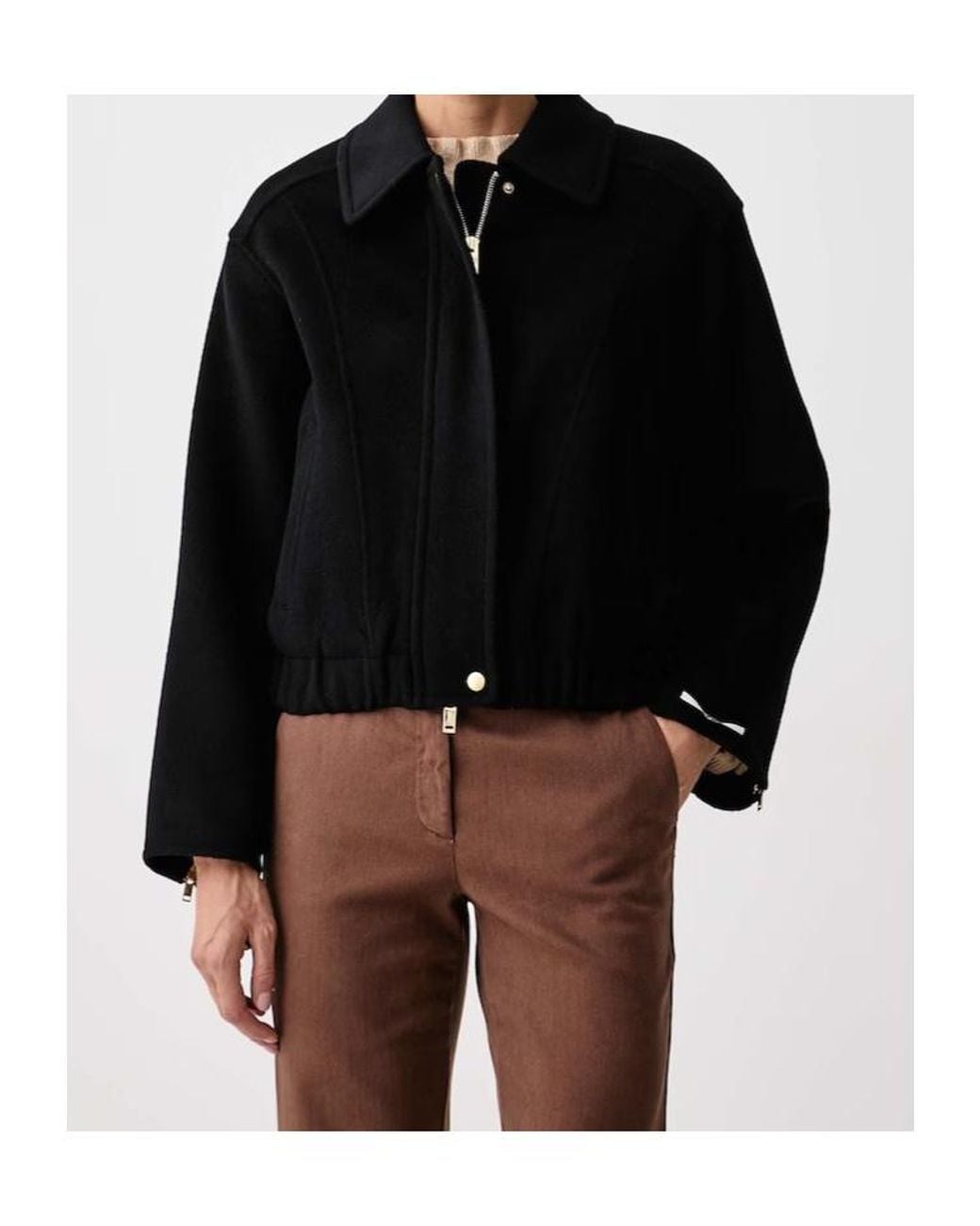 Marella Black Casual Zip-Up Jacket
