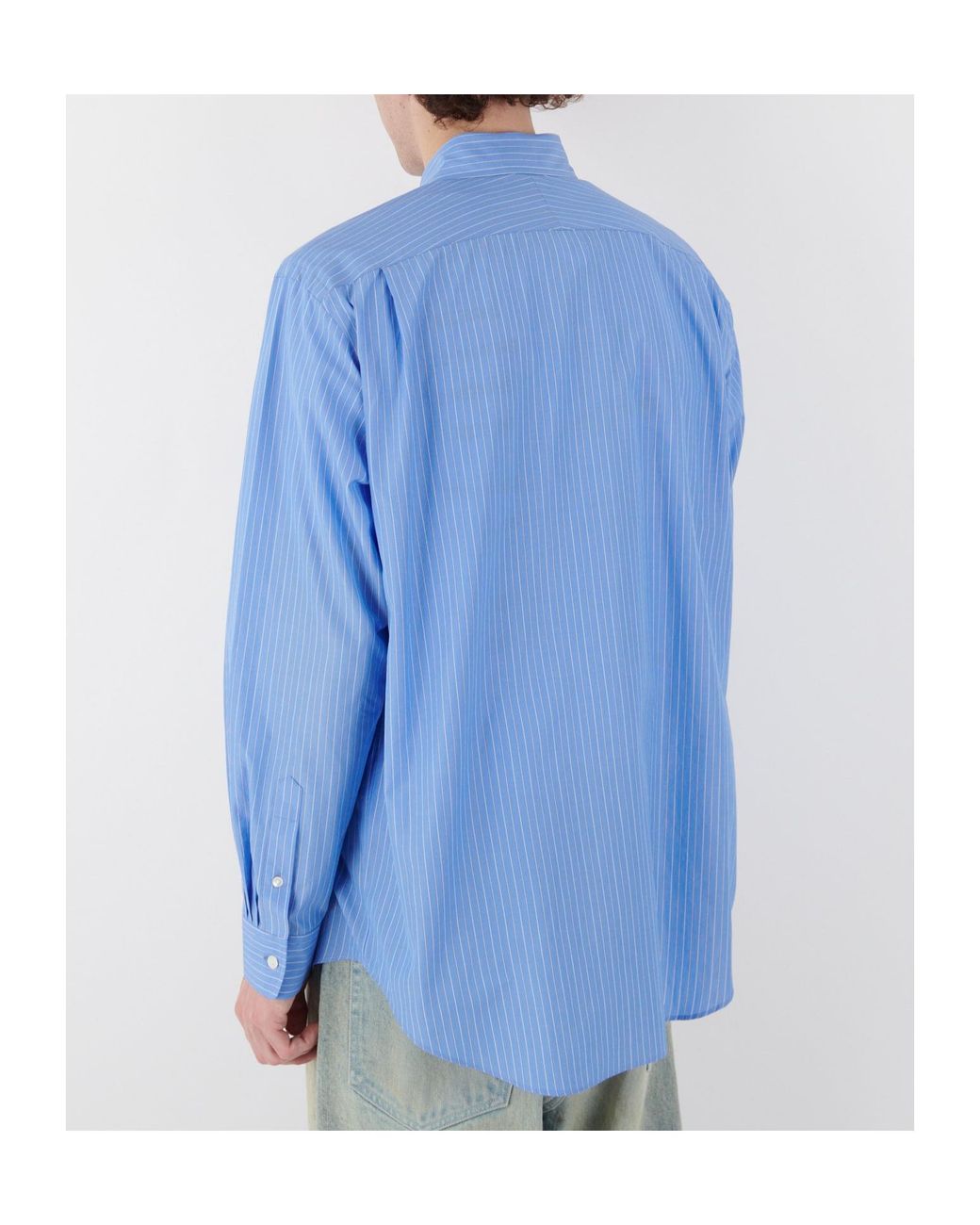 Auralee Blue Striped Shirt for men