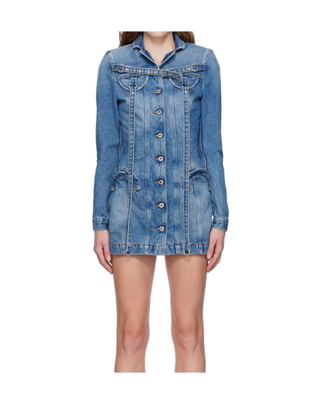Off-White c/o Virgil Abloh Blue Long-Sleeve Denim Minidress
