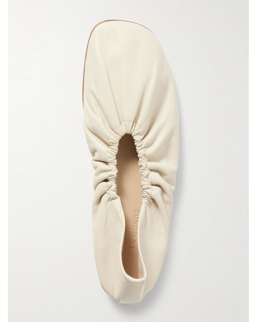 Le Monde Beryl Natural Gathered Leather Ballet Flats