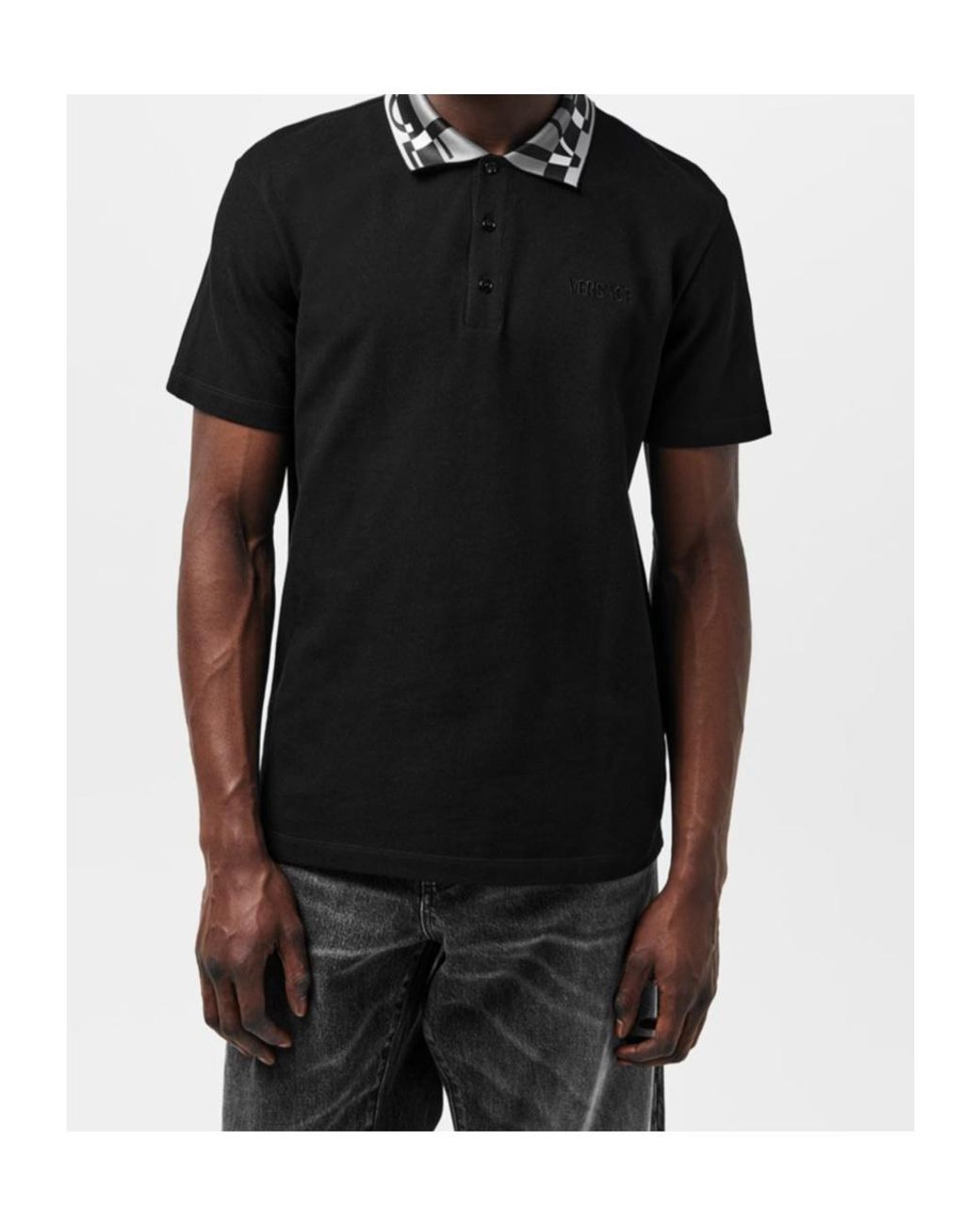 Versace Black Short-Sleeved Polo Shirt for men
