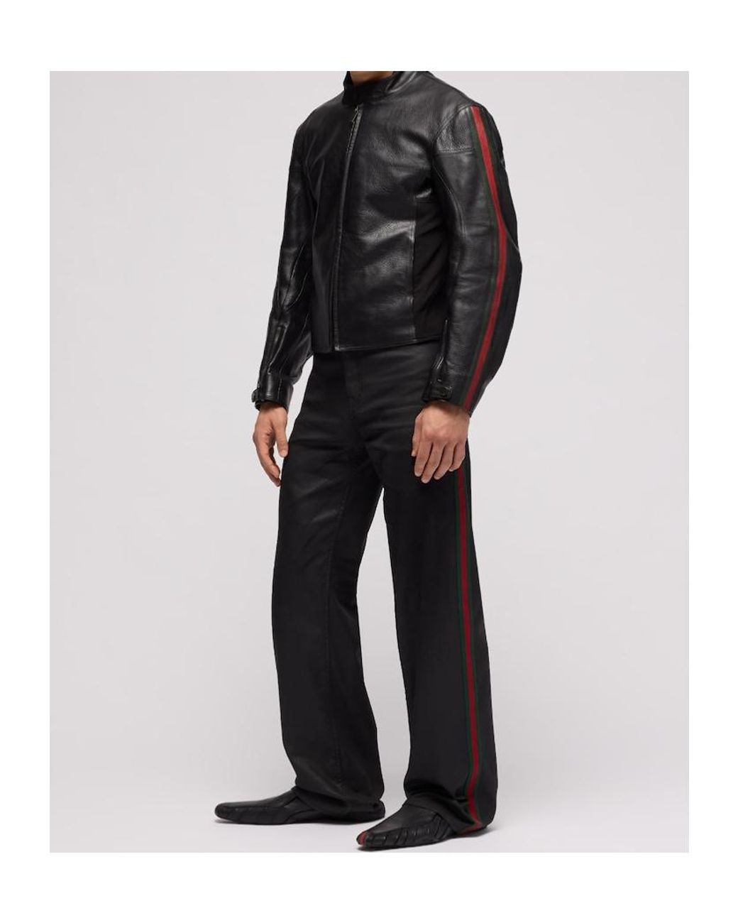 Gucci Black Web-Trim Wide-Leg Pants for men