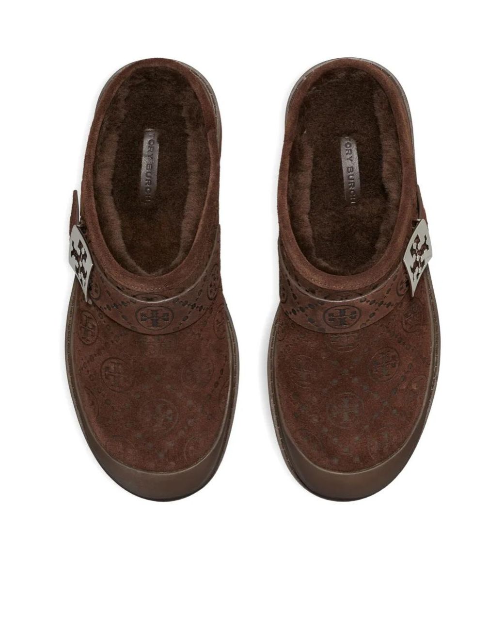 Tory Burch Brown Mellow Shearling Platform Mules