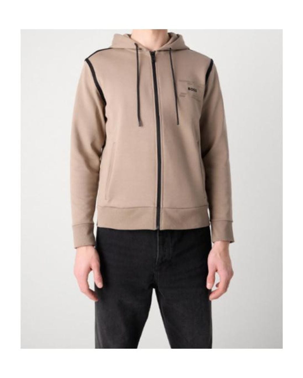 Boss Brown Zip-Up Hoodie for men