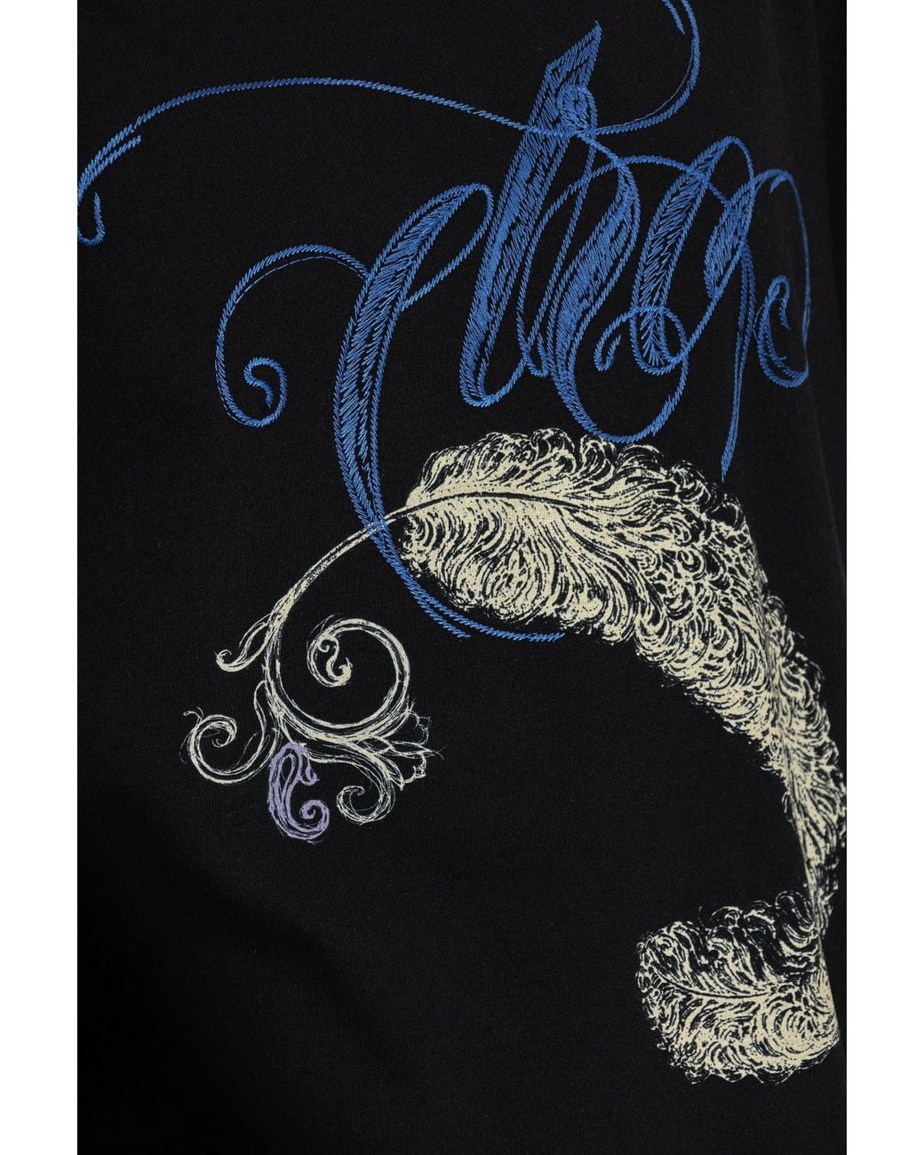 Etro Black Script Feather Print T-Shirt