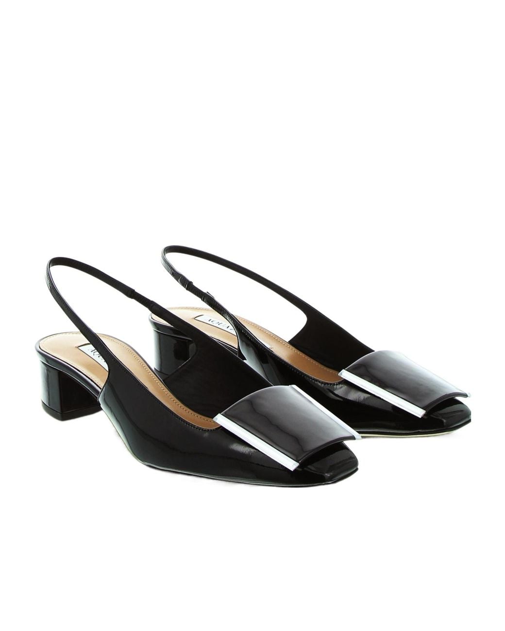 Aquazzura Black Block-Heeled Slingback Pumps