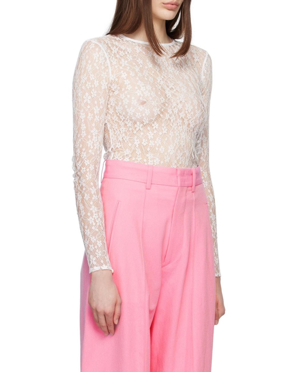Isabel Marant White Toyela Lace Crewneck Top