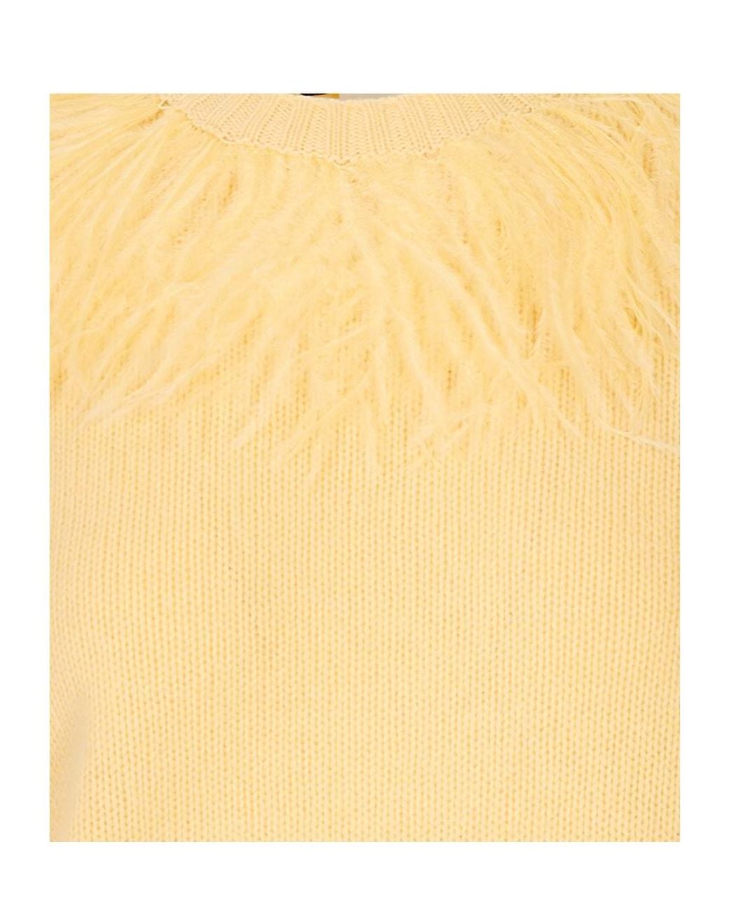 Fabiana Filippi Yellow Feather-Trimmed Knit Sweater