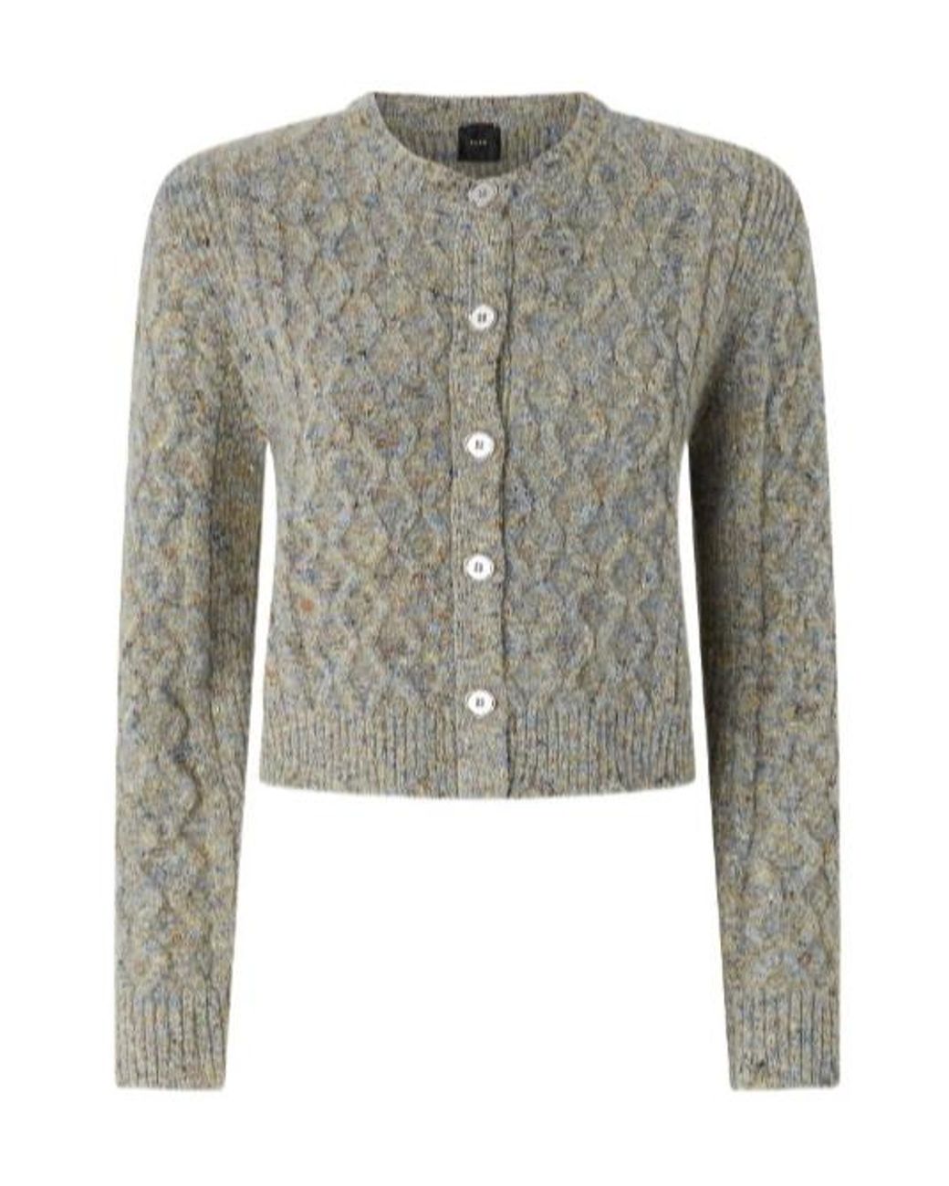 Pinko Gray Cable-Knit Button Cardigan