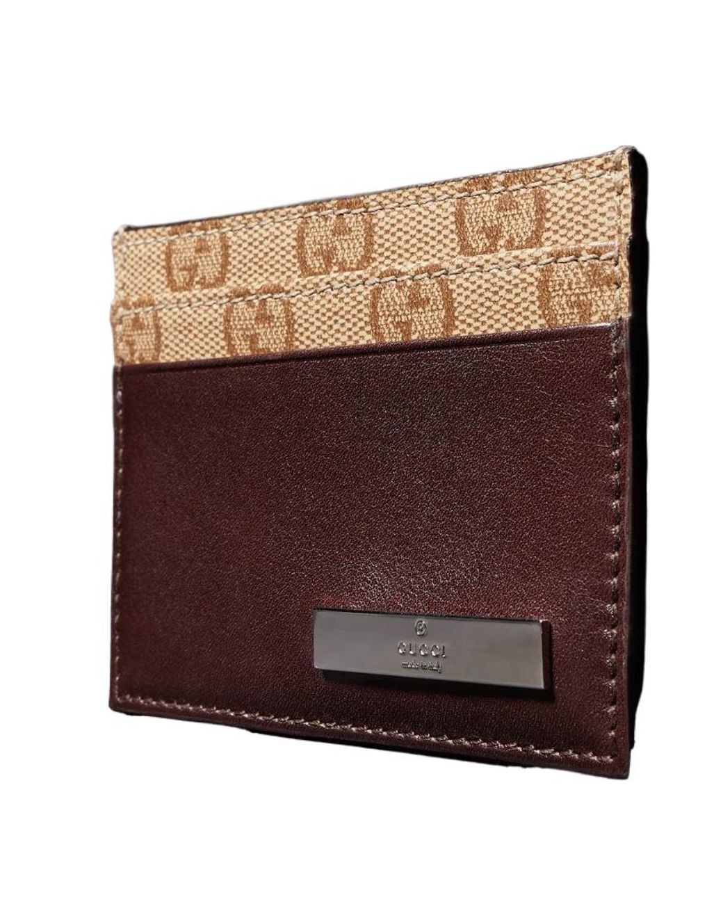 Gucci Brown Card Case With Metal Tag for men