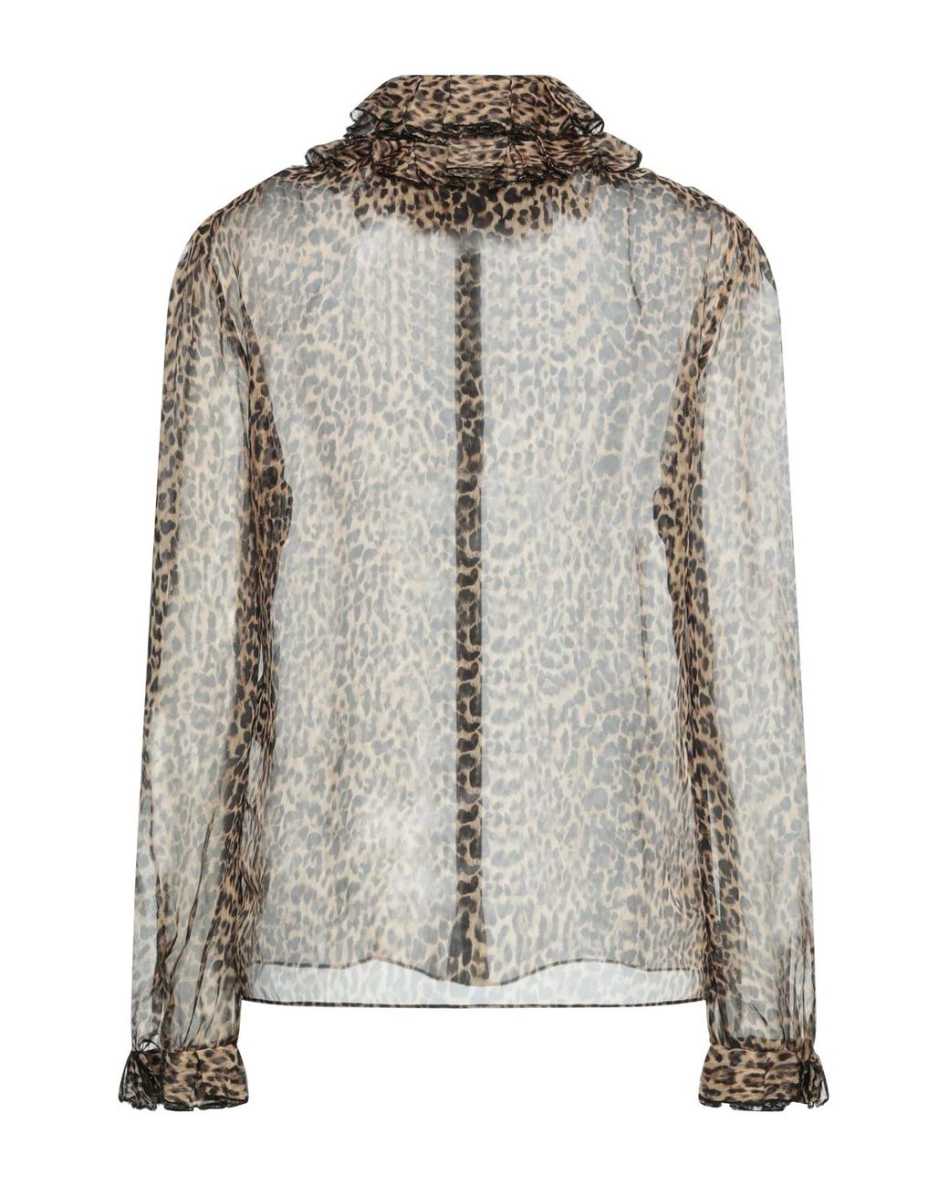 Saint Laurent Gray Leopard Print Chiffon Shirt