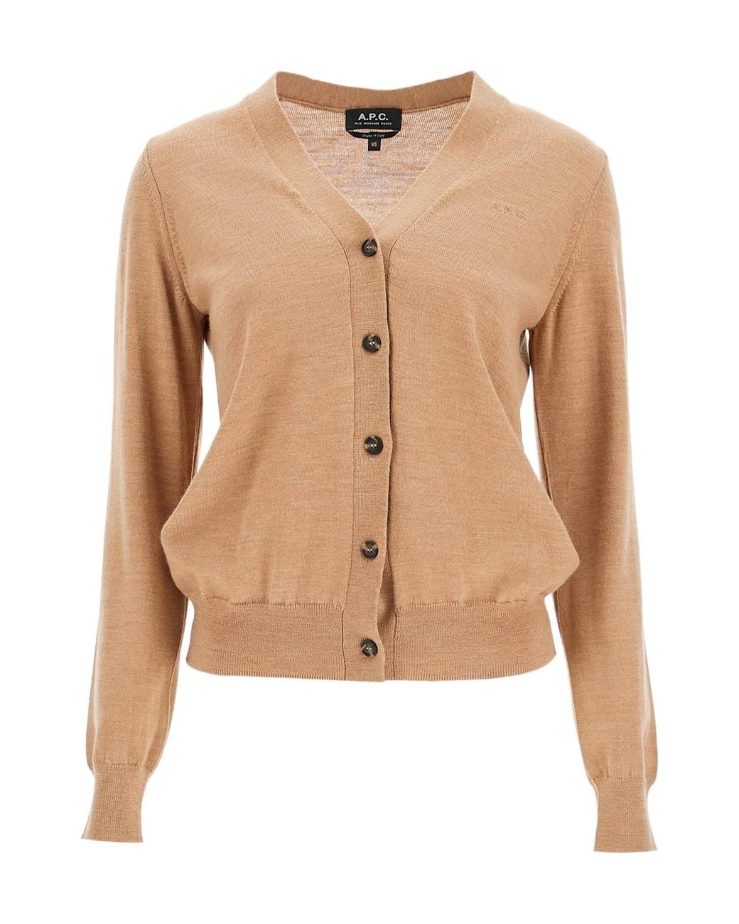A.P.C. Natural Salome Logo Embroidered Cardigan