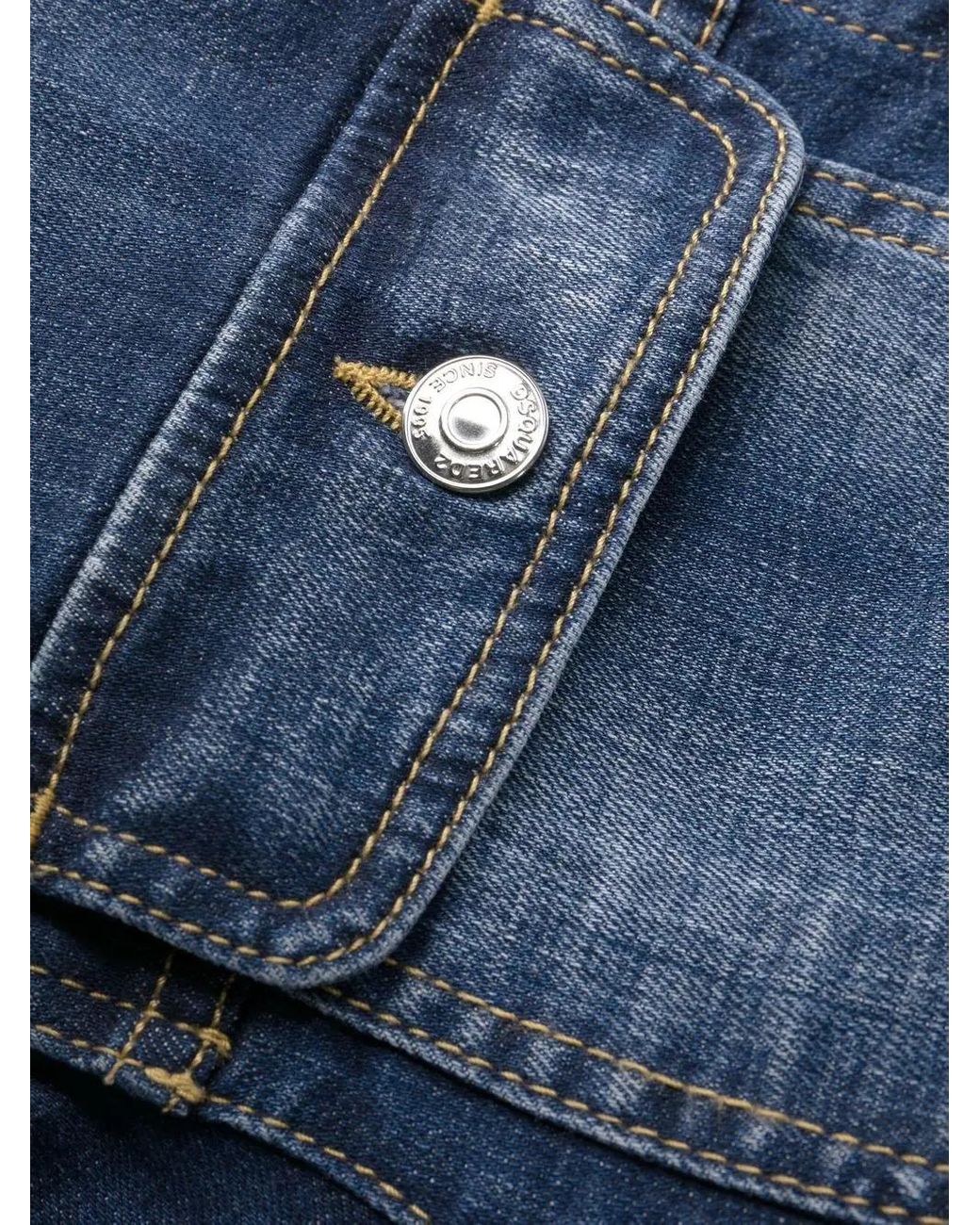 DSquared² Blue Pocket-Detailed Buttoned Denim Jacket