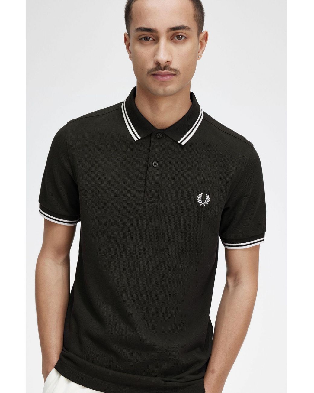 Fred Perry Black M3600 Twin Tipped Polo Shirt for men