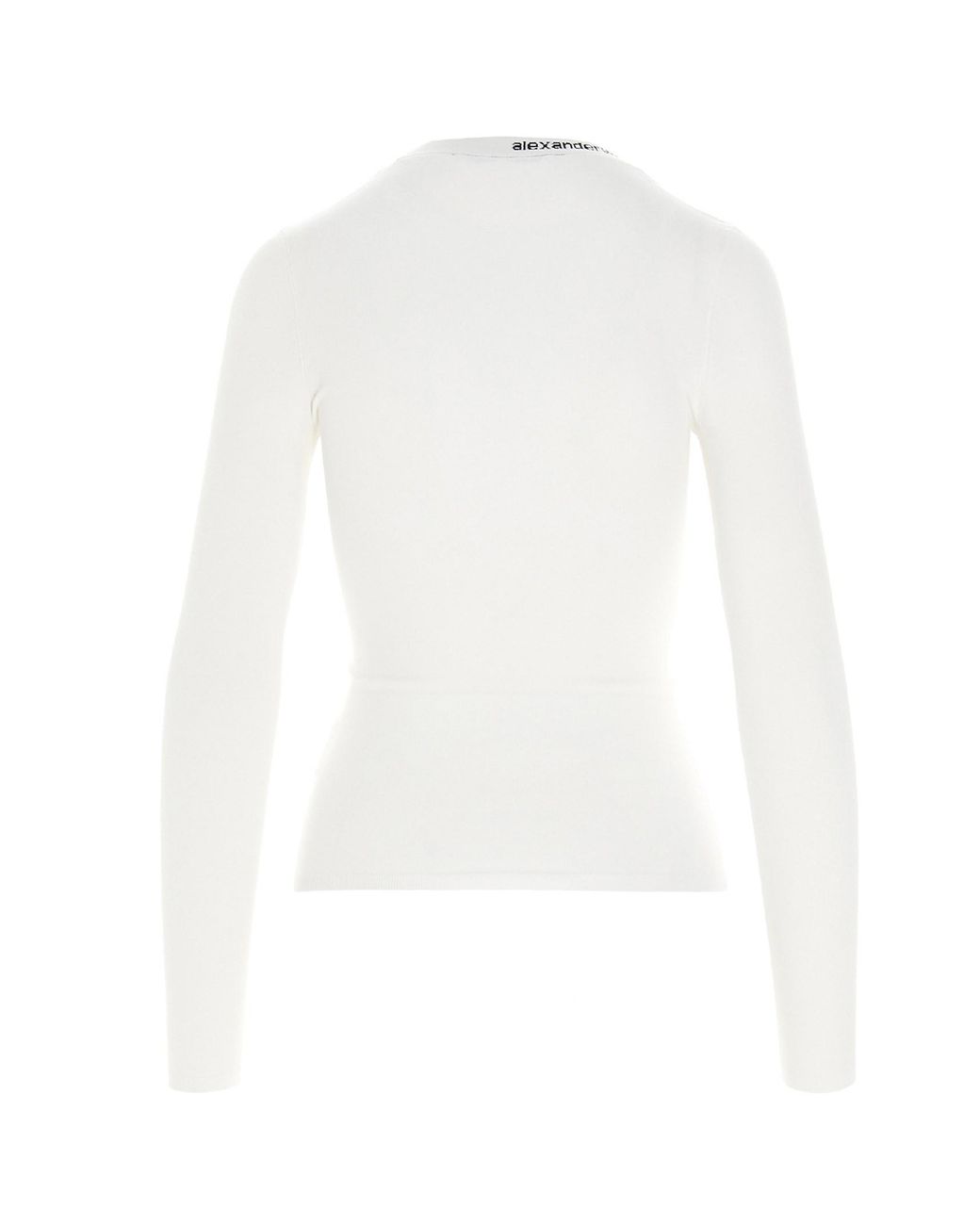 Alexander Wang White Logo-Print Long-Sleeved Top