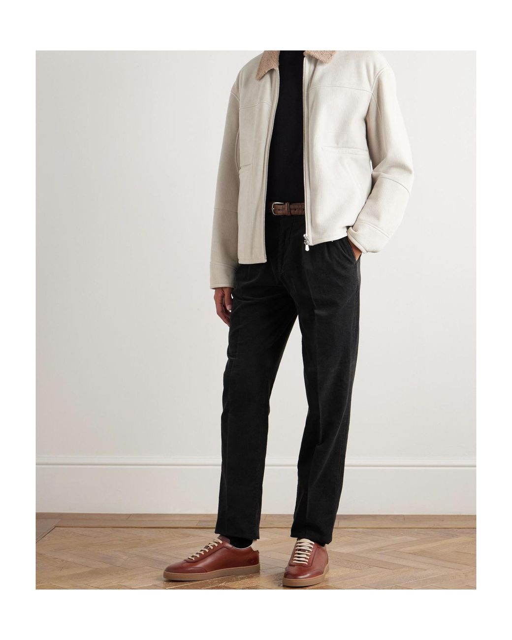 Brunello Cucinelli Brown Leather Sneakers for men