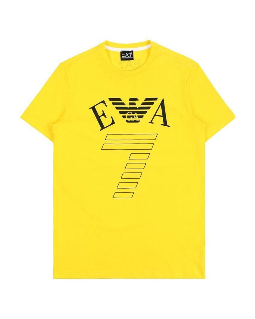 EA7 Yellow Crew-Neck Logo T-Shirt for men