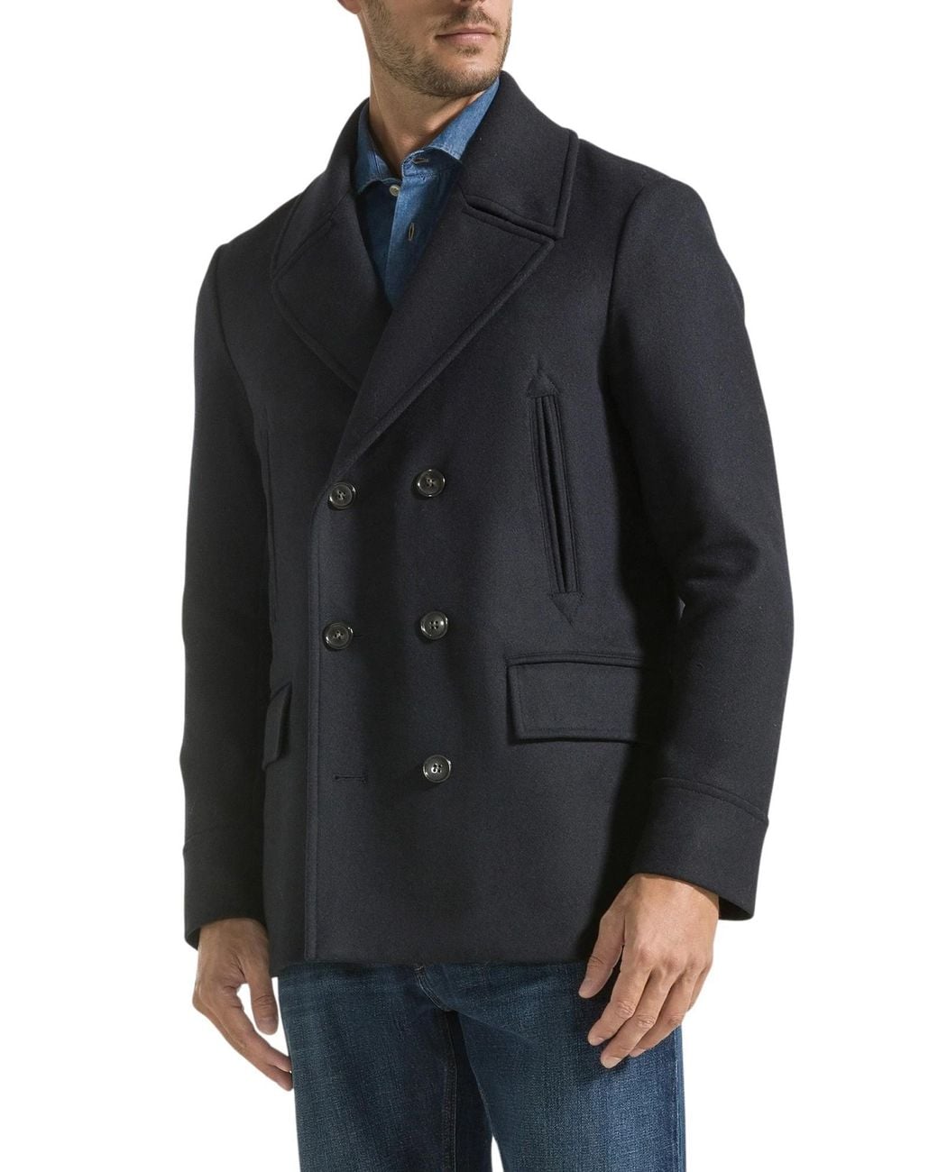 Seventy Black Double-Button Coat for men
