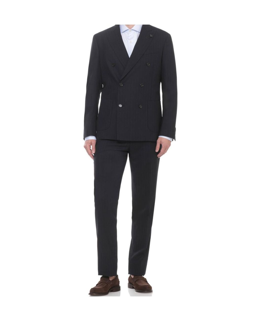 Lardini Blue Pinstriped Double-Breasted Suit for men